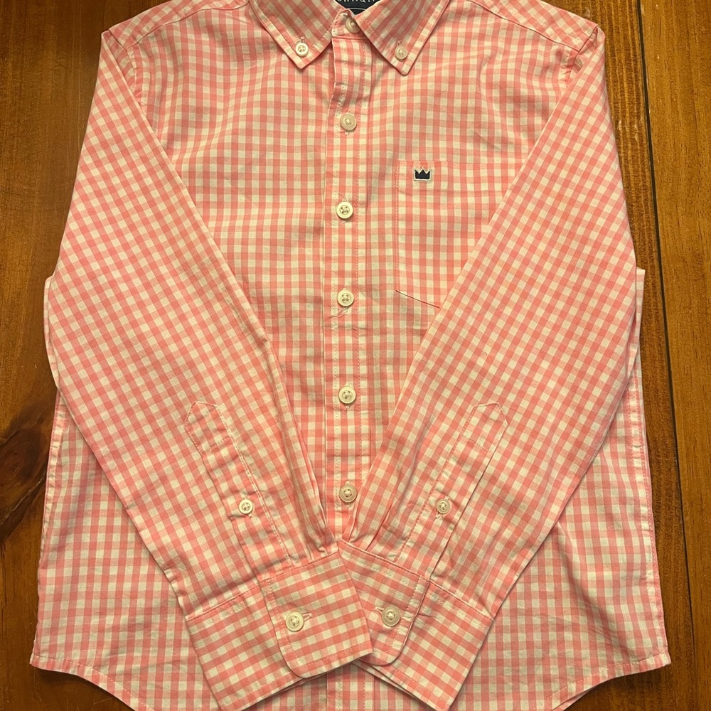 Crown & Ivy Pink Gingham Button Down Shirt